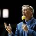 Michigan assistant coach Jeff Meyer speaks to a crowd of fans on Tuesday, April 9. AnnArbor.com I Daniel Brenner